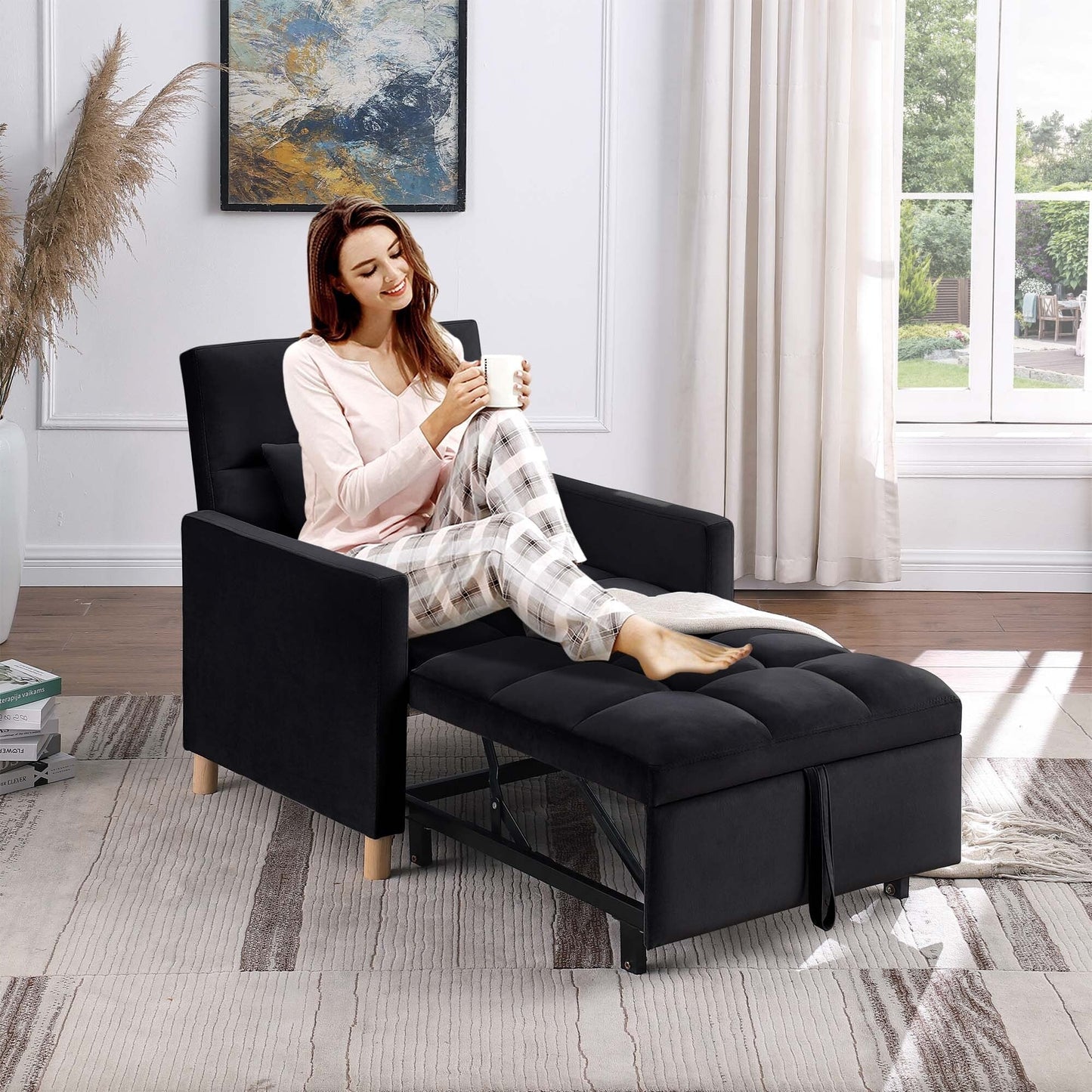 Poltrona letto Aukfa, divano letto singolo convertibile con cuscino