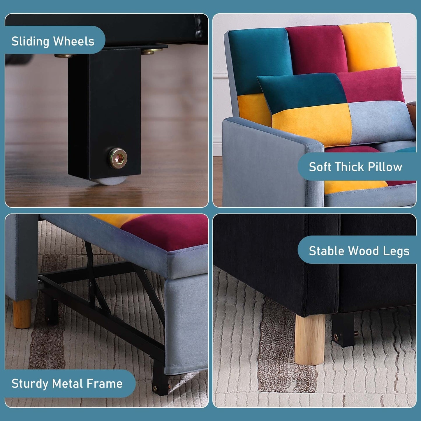 Poltrona letto Aukfa, divano letto singolo convertibile con cuscino