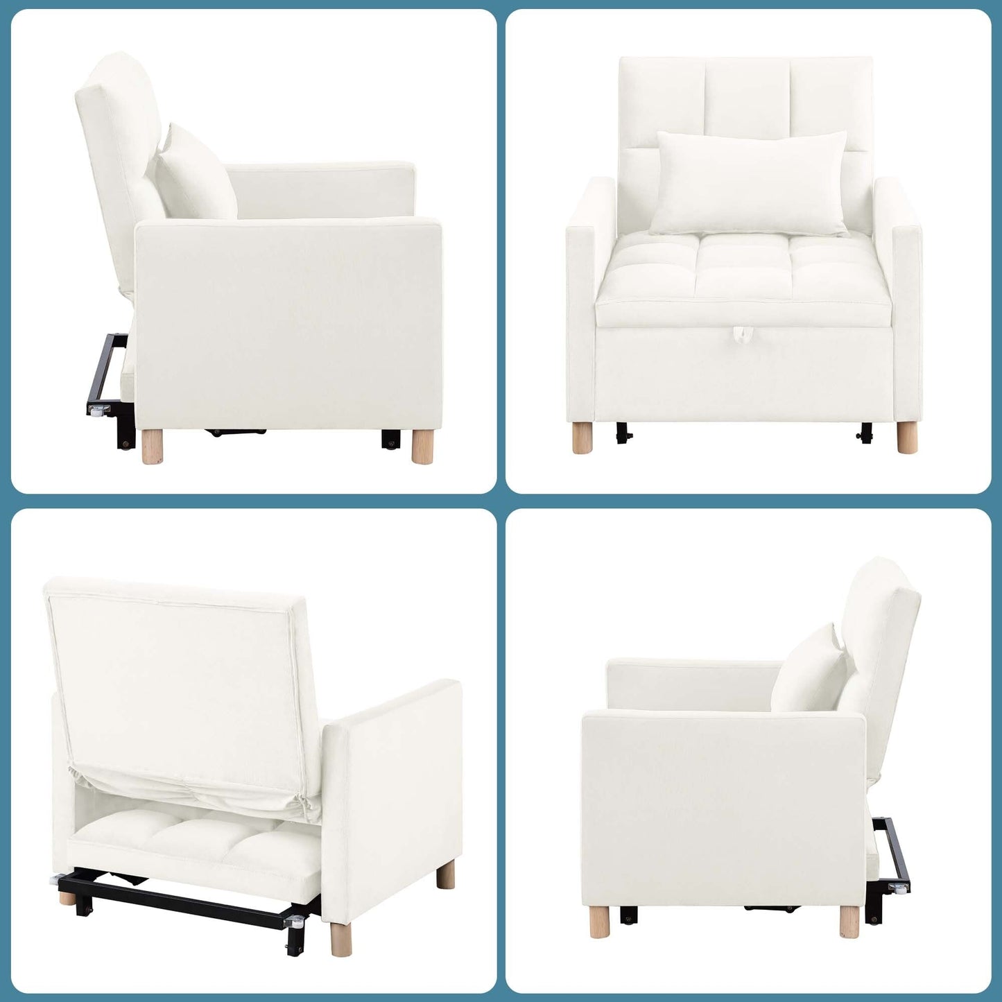 Poltrona letto Aukfa, divano letto singolo convertibile con cuscino