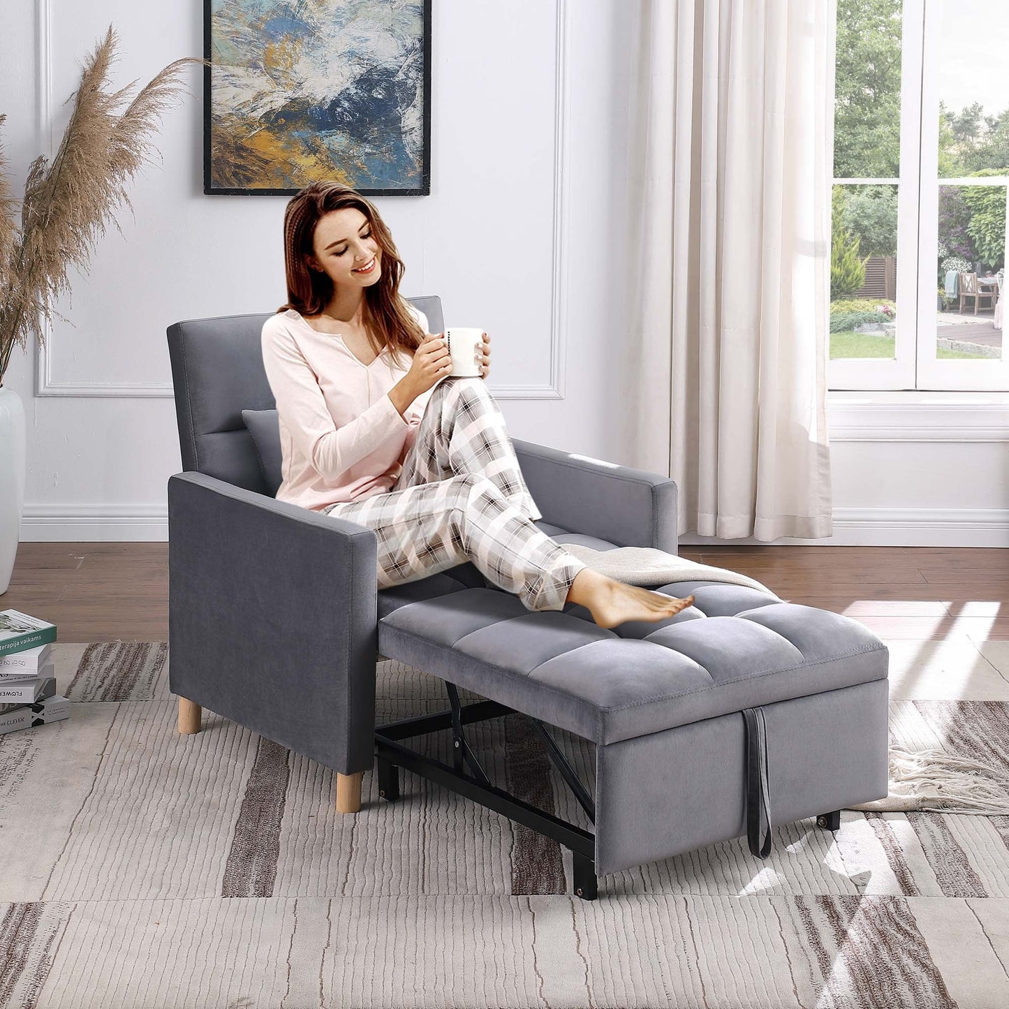 Poltrona letto Aukfa, divano letto singolo convertibile con cuscino