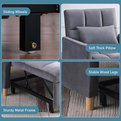 Poltrona letto Aukfa, divano letto singolo convertibile con cuscino