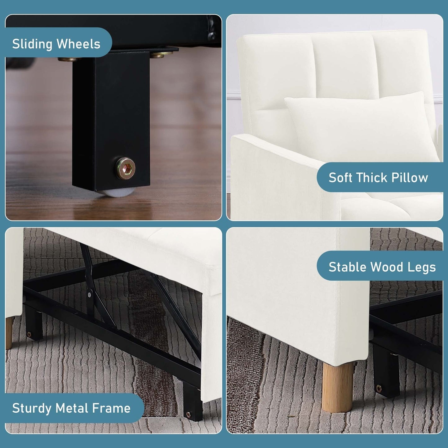 Poltrona letto Aukfa, divano letto singolo convertibile con cuscino