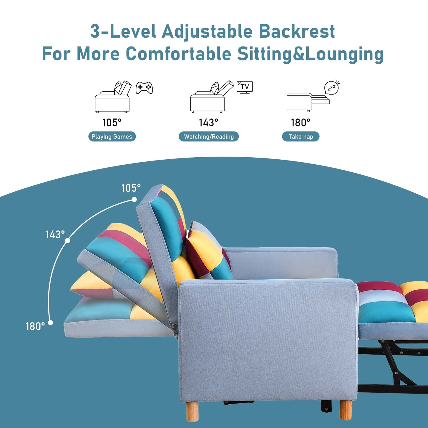 Poltrona letto Aukfa, divano letto singolo convertibile con cuscino