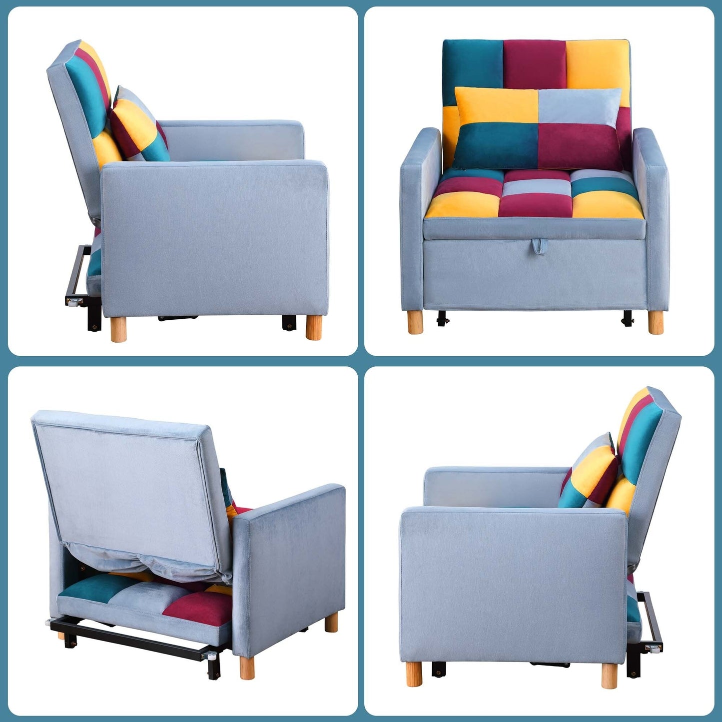 Poltrona letto Aukfa, divano letto singolo convertibile con cuscino