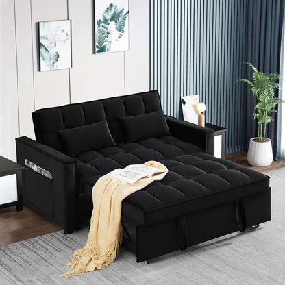 Divano letto trasformabile in velluto Aukfa con tasca laterale