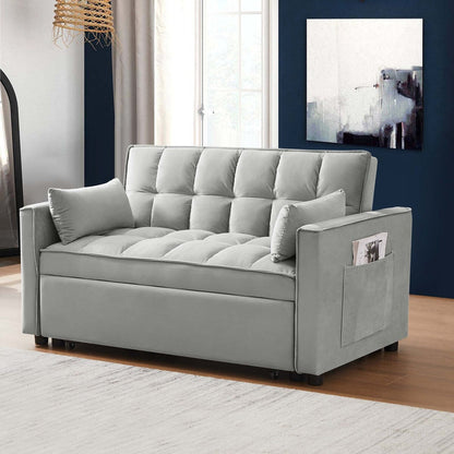 Divano letto trasformabile in velluto Aukfa con tasca laterale