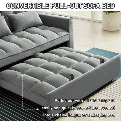 Divano letto trasformabile in velluto Aukfa con tasca laterale