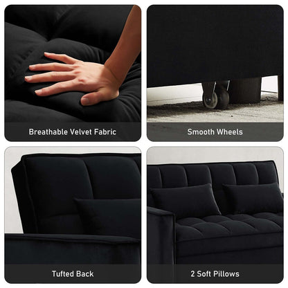 Divano letto trasformabile in velluto Aukfa con tasca laterale