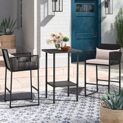 Set da bar in vimini per patio AVAWING da 3 pezzi con fodera per cuscino extra