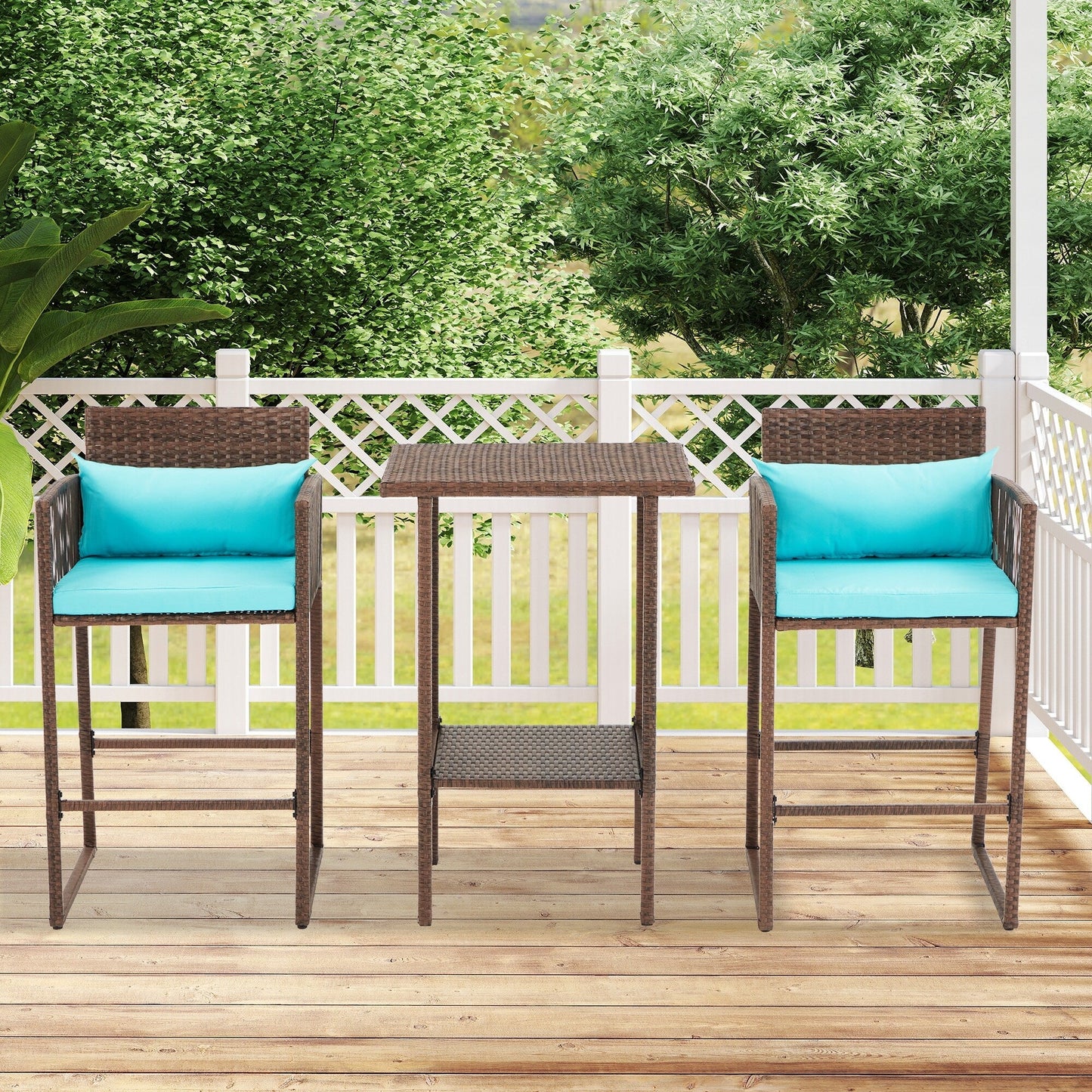 Set da bar in vimini per patio AVAWING da 3 pezzi con fodera per cuscino extra