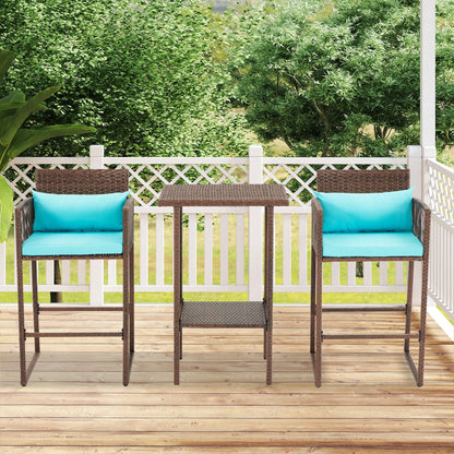 Set da bar in vimini per patio AVAWING da 3 pezzi con fodera per cuscino extra