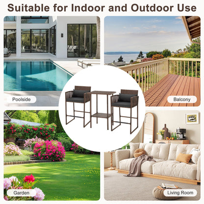 Set da bar in vimini per patio AVAWING da 3 pezzi con fodera per cuscino extra