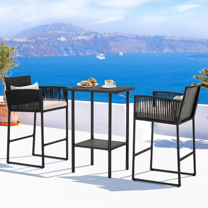 Set da bar in vimini per patio AVAWING da 3 pezzi con fodera per cuscino extra