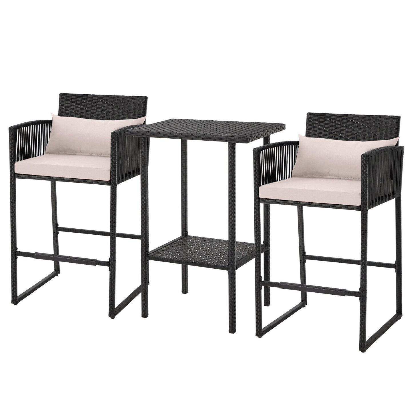 Set da bar in vimini per patio AVAWING da 3 pezzi con fodera per cuscino extra