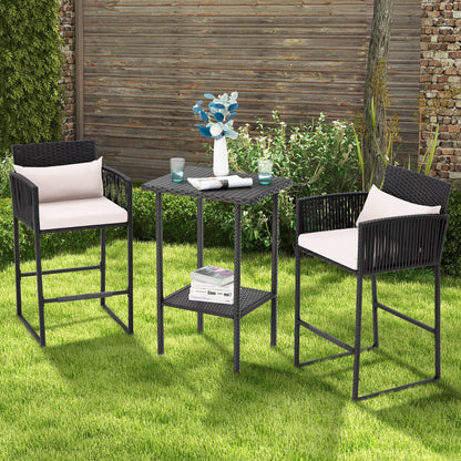 Set da bar in vimini per patio AVAWING da 3 pezzi con fodera per cuscino extra