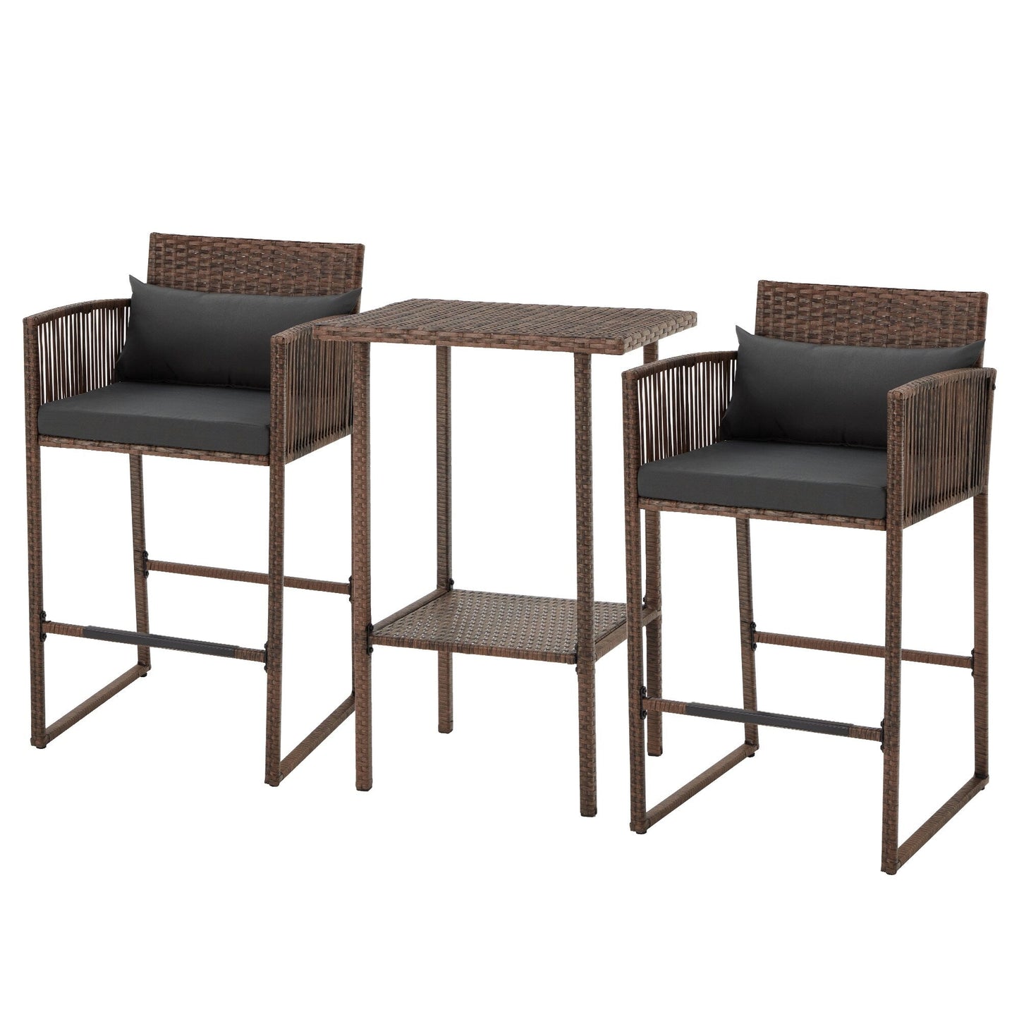 Set da bar in vimini per patio AVAWING da 3 pezzi con fodera per cuscino extra