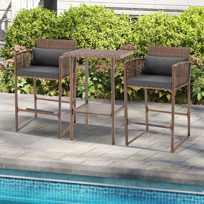 Set da bar in vimini per patio AVAWING da 3 pezzi con fodera per cuscino extra