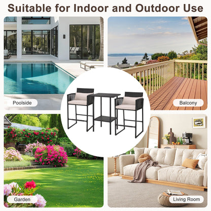 Set da bar in vimini per patio AVAWING da 3 pezzi con fodera per cuscino extra