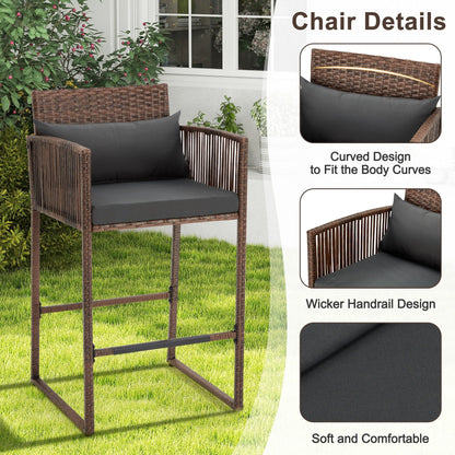 Set da bar in vimini per patio AVAWING da 3 pezzi con fodera per cuscino extra