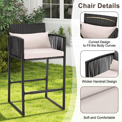 Set da bar in vimini per patio AVAWING da 3 pezzi con fodera per cuscino extra