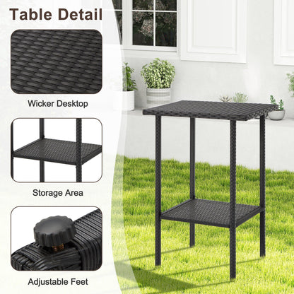 Set da bar in vimini per patio AVAWING da 3 pezzi con fodera per cuscino extra