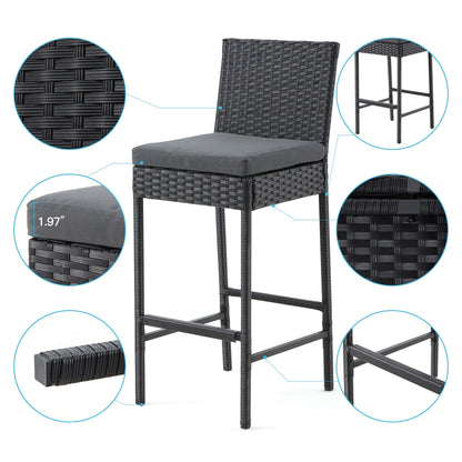 AVAWING 5PCS Set da bar per patio Set da bar per esterni in rattan con cuscino rimovibile