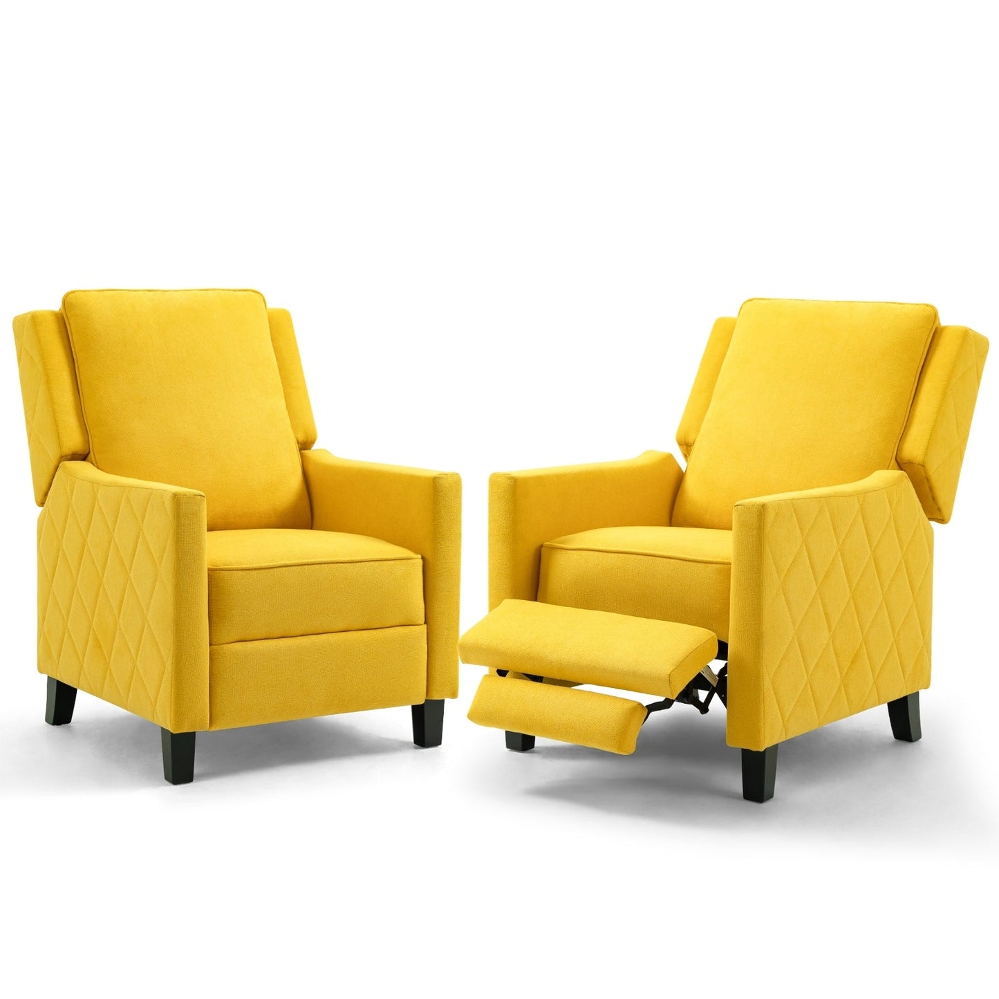 AVAWING Set di 2 poltrone reclinabili con schienale a spinta e schienale ad ala in lino