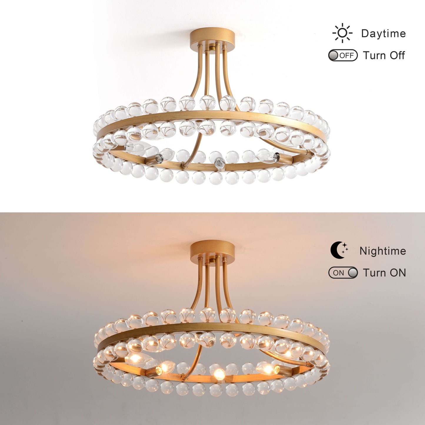Lampada da soffitto semi-incassata Elvira Wagon Wheel Crystal a 8 luci