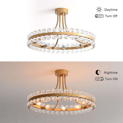 Lampada da soffitto semi-incassata Elvira Wagon Wheel Crystal a 8 luci