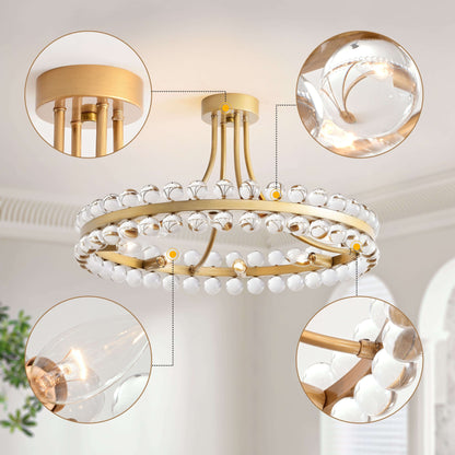 Lampada da soffitto semi-incassata Elvira Wagon Wheel Crystal a 8 luci