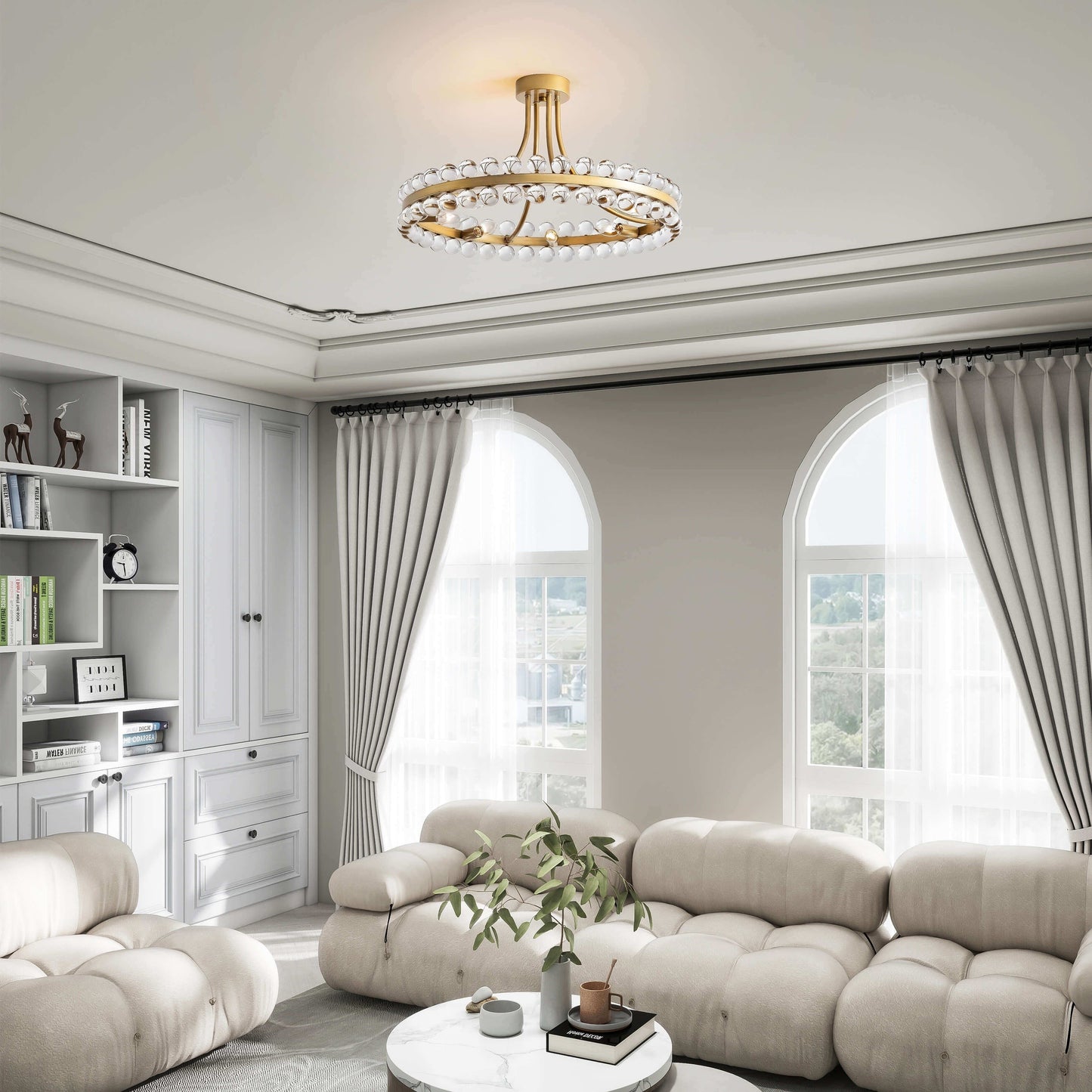 Lampada da soffitto semi-incassata Elvira Wagon Wheel Crystal a 8 luci