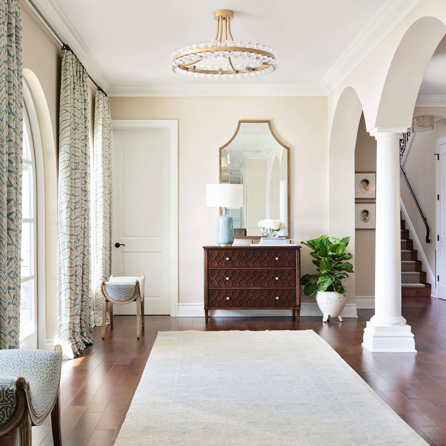 Lampada da soffitto semi-incassata Elvira Wagon Wheel Crystal a 8 luci