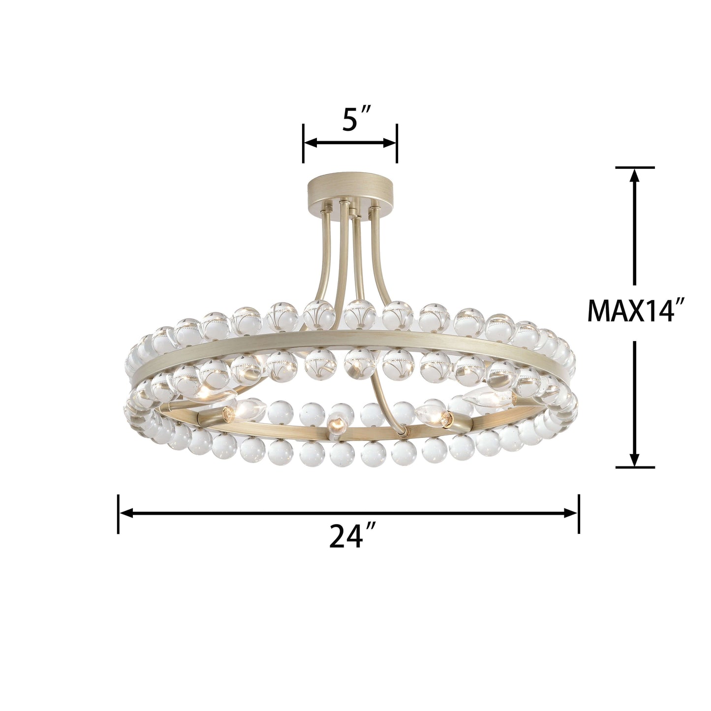 Lampada da soffitto semi-incassata Elvira Wagon Wheel Crystal a 8 luci