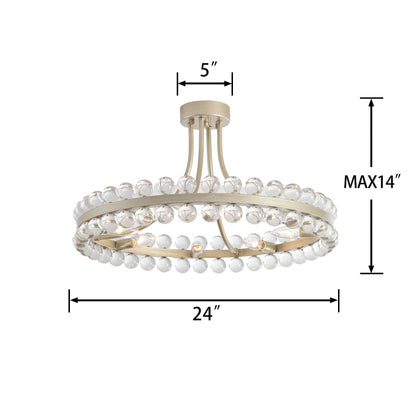 Lampada da soffitto semi-incassata Elvira Wagon Wheel Crystal a 8 luci