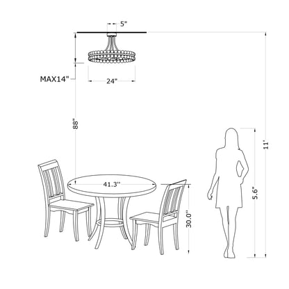 Lampada da soffitto semi-incassata Elvira Wagon Wheel Crystal a 8 luci