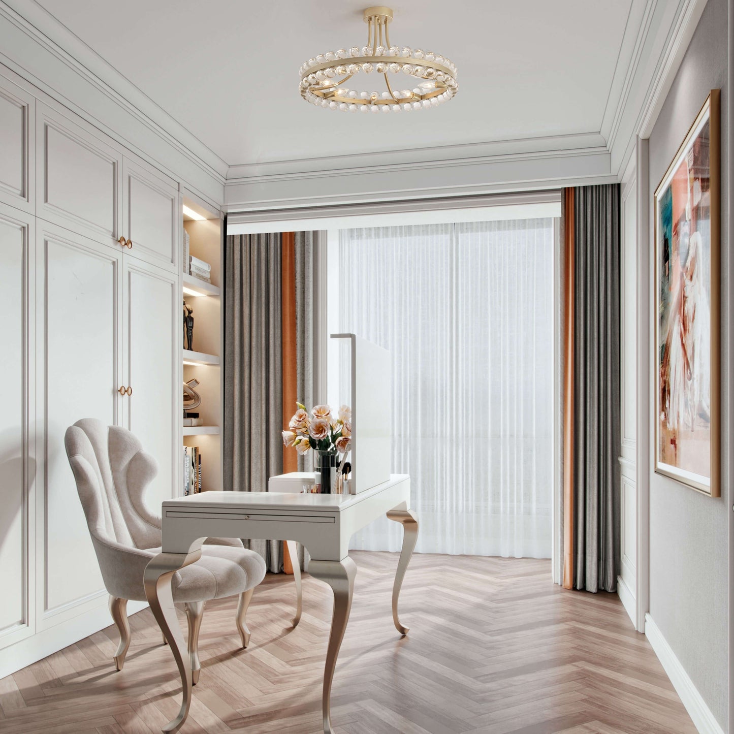 Lampada da soffitto semi-incassata Elvira Wagon Wheel Crystal a 8 luci