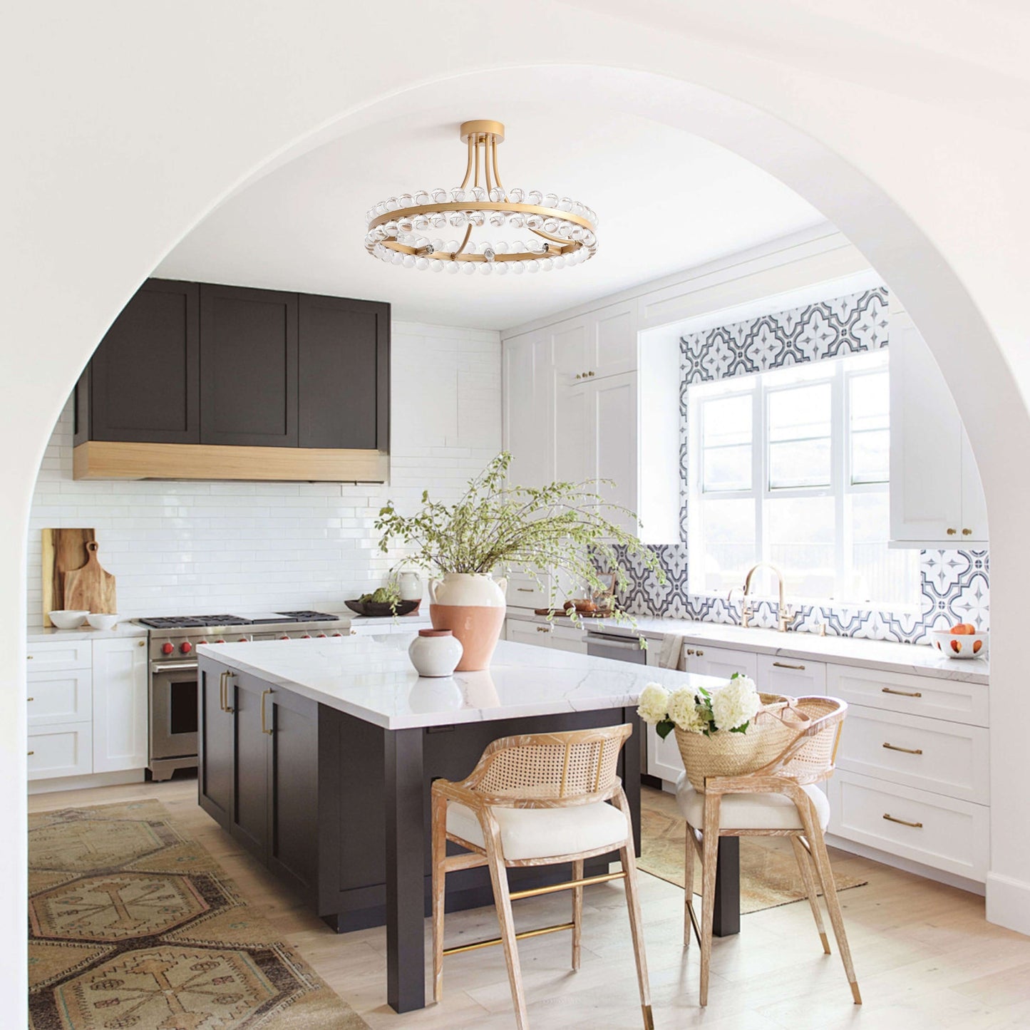 Lampada da soffitto semi-incassata Elvira Wagon Wheel Crystal a 8 luci