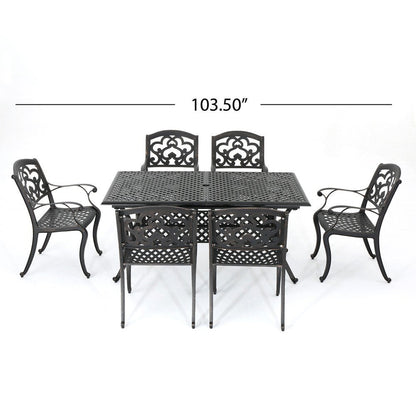 Collezione da pranzo rustica in alluminio pressofuso Abigal Outdoor Copper Cast di Christopher Knight Home - N/D