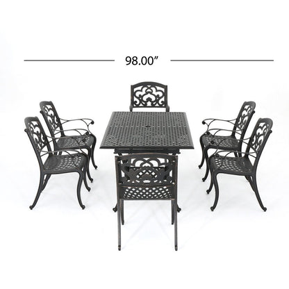 Collezione da pranzo rustica in alluminio pressofuso Abigal Outdoor Copper Cast di Christopher Knight Home - N/D