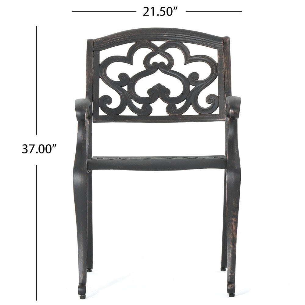 Collezione da pranzo rustica in alluminio pressofuso Abigal Outdoor Copper Cast di Christopher Knight Home - N/D