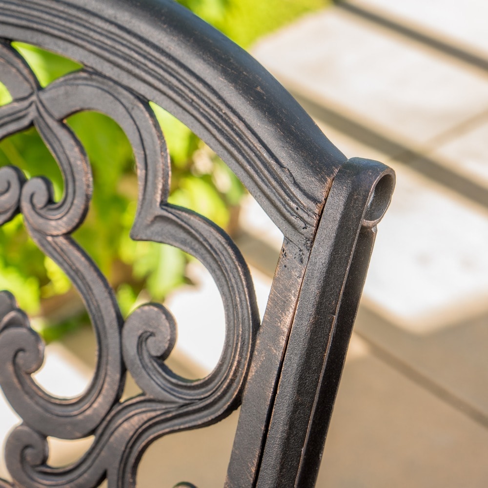 Collezione da pranzo rustica in alluminio pressofuso Abigal Outdoor Copper Cast di Christopher Knight Home - N/D