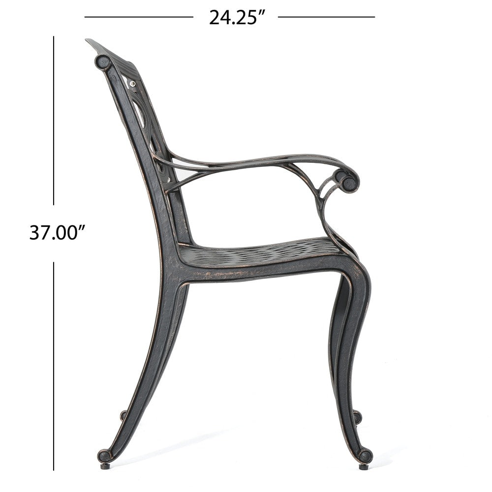 Collezione da pranzo rustica in alluminio pressofuso Abigal Outdoor Copper Cast di Christopher Knight Home - N/D