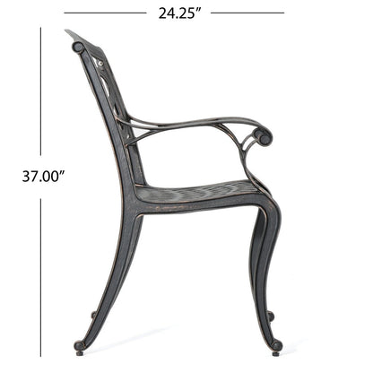 Collezione da pranzo rustica in alluminio pressofuso Abigal Outdoor Copper Cast di Christopher Knight Home - N/D