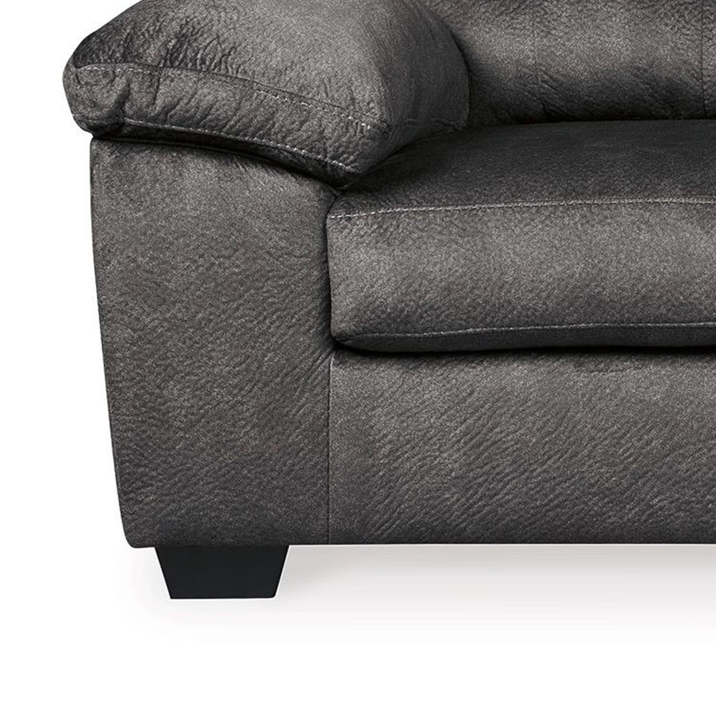 Divano Acai, cuscini trapuntati, braccioli, poliestere grigio, 94 pollici