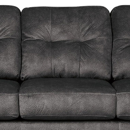 Divano Acai, cuscini trapuntati, braccioli, poliestere grigio, 94 pollici