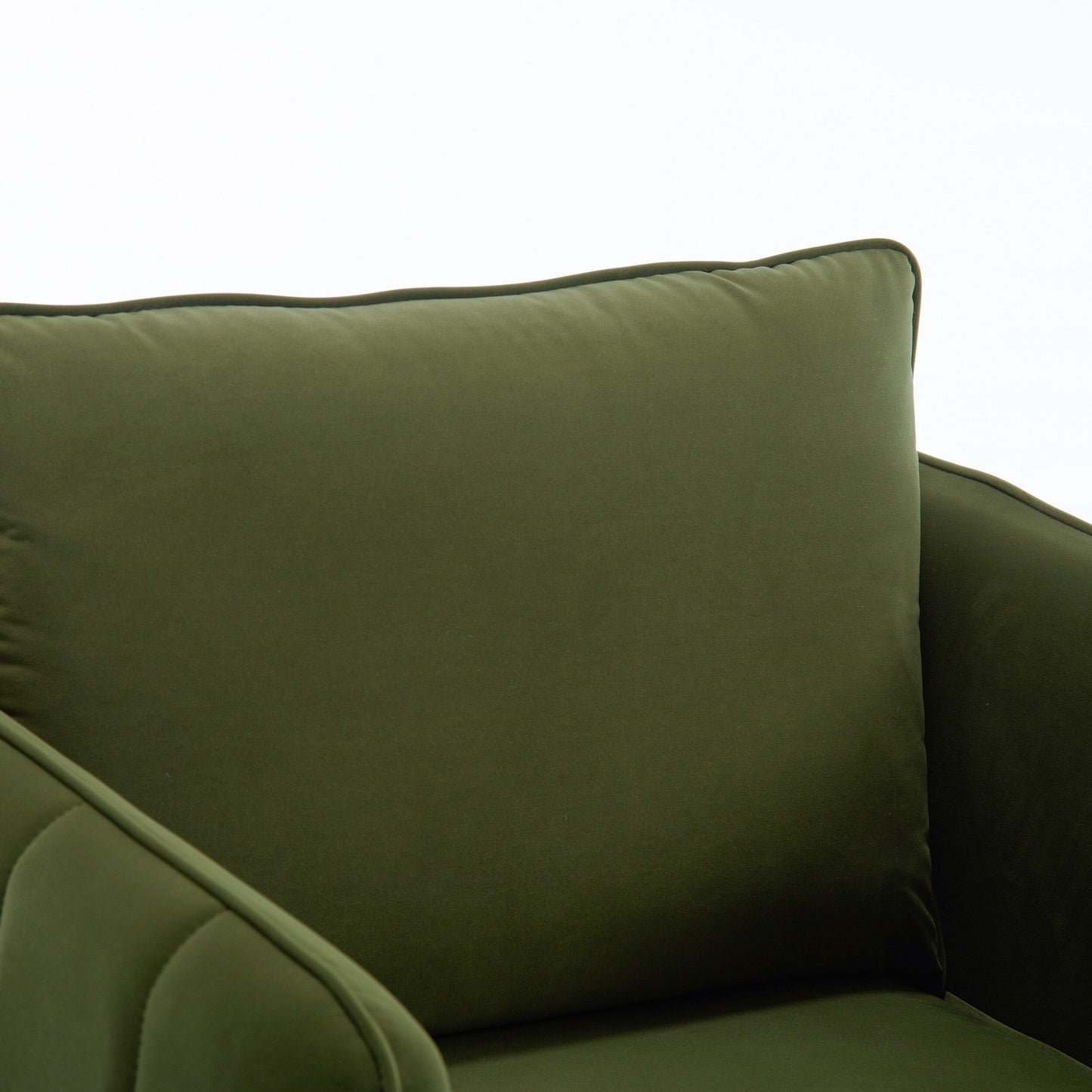 Poltrona decorativa per soggiorno, poltrona singola in velluto, comoda, moderna di metà secolo, con 1 cuscino e gambe in metallo.