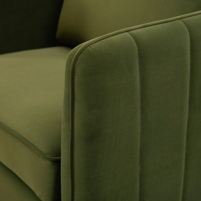 Poltrona decorativa per soggiorno, poltrona singola in velluto, comoda, moderna di metà secolo, con 1 cuscino e gambe in metallo.