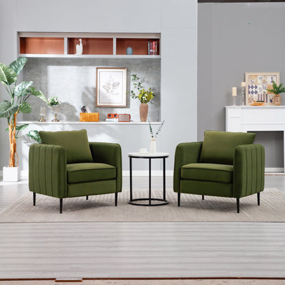 Poltrona decorativa per soggiorno, poltrona singola in velluto, comoda, moderna di metà secolo, con 1 cuscino e gambe in metallo.