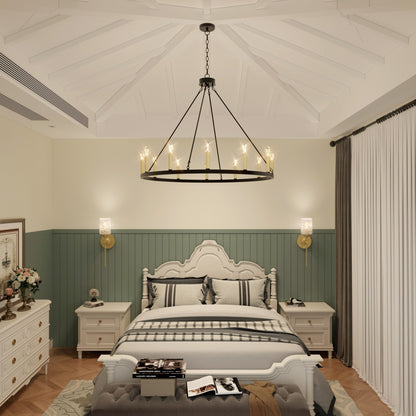 Lampadario a ruota di carro Acroma Farmhouse da 12 luci, 40 pollici, con UL - 40'' P x 138'' H