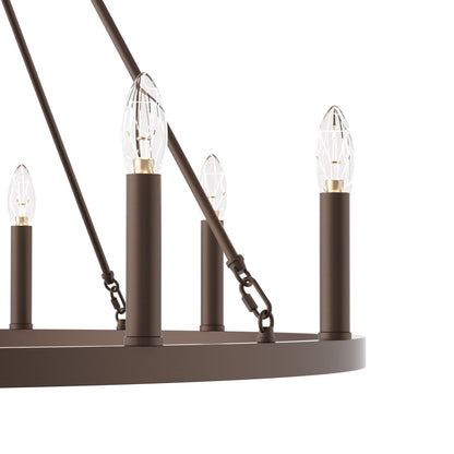 Lampadario a ruota di carro Acroma Farmhouse da 12 luci, 40 pollici, con UL - 40'' P x 138'' H